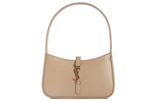 SAINT LAURENT Le 5 A 7 Smooth Cow Leather Hobo Bag, Handbag, Shoulder Bag Women's Dark Beige