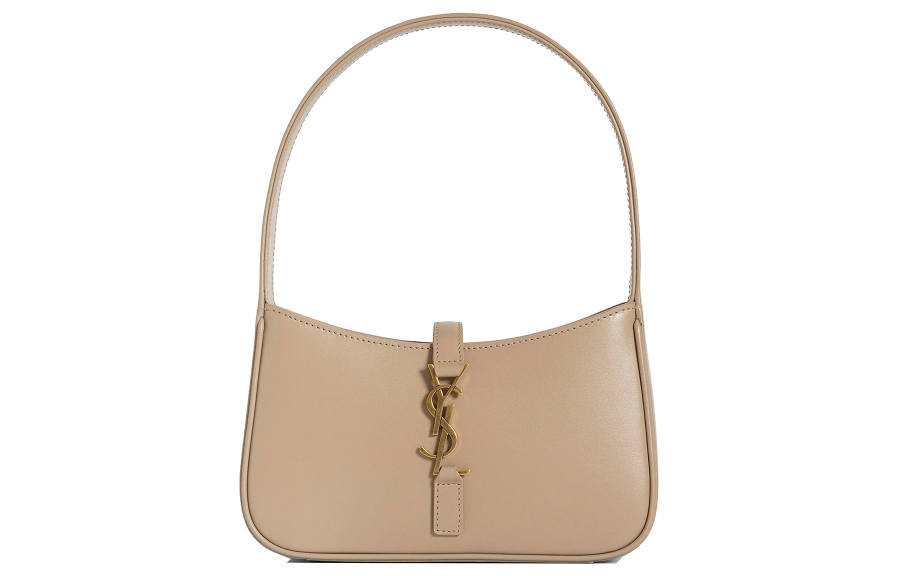 SAINT LAURENT SAINT LAURENT Le 5 A 7 Smooth Cow Leather Hobo Bag, Handbag, Shoulder Bag Women's Dark Beige