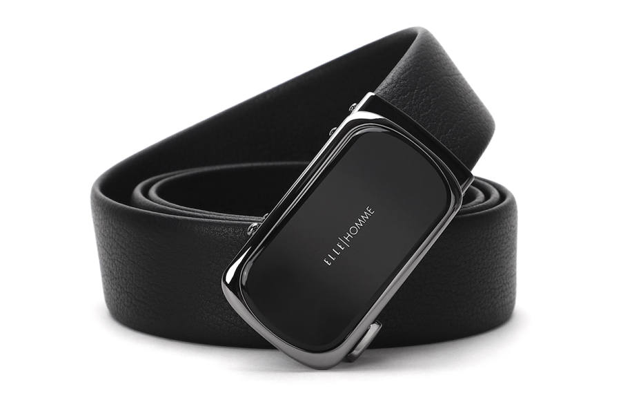 ELLE HOMME Gift Box Set ELLE HOMME Top Grain Cow Leather Belts Men's Black Width 3.55cm