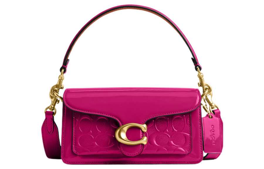 COACH Tabby Patent Leather Messenger Bag, Handbag, Shoulder Bag Women's Magenta