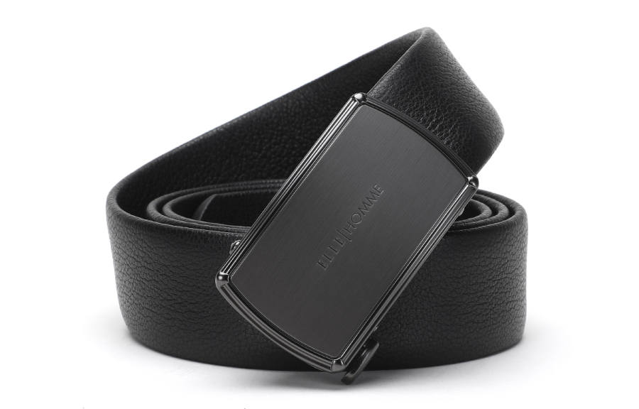 ELLE HOMME Gift Box Set ELLE HOMME Top Grain Cow Leather Belts Men's Black Width 3.55cm