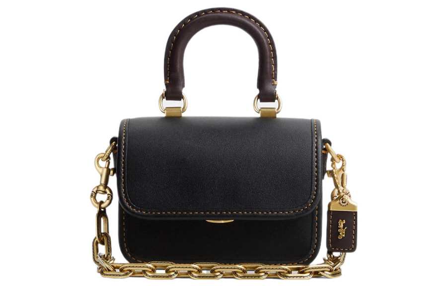 COACH Rogue Glove Tanned Leather Square Bag, Shoulder Bag, Crossbody Bag, Handbag Mini Women's Black