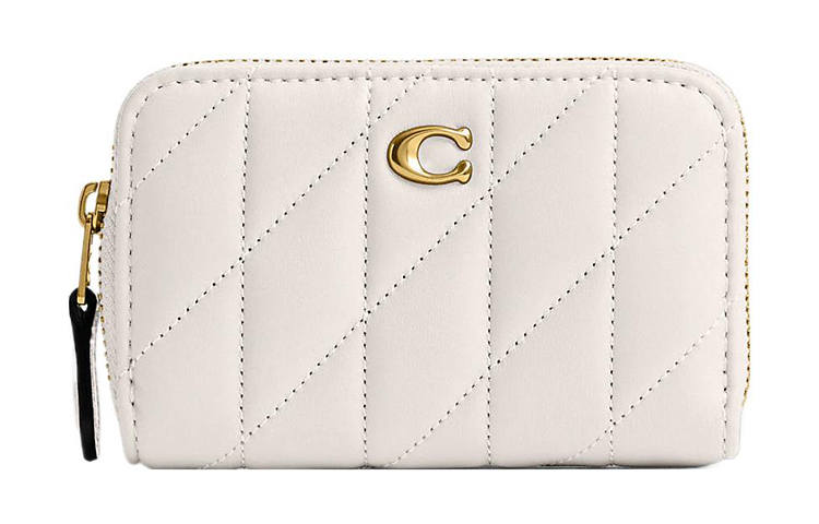 COACH Zip Around Nappa Leather Card Holder Women's White