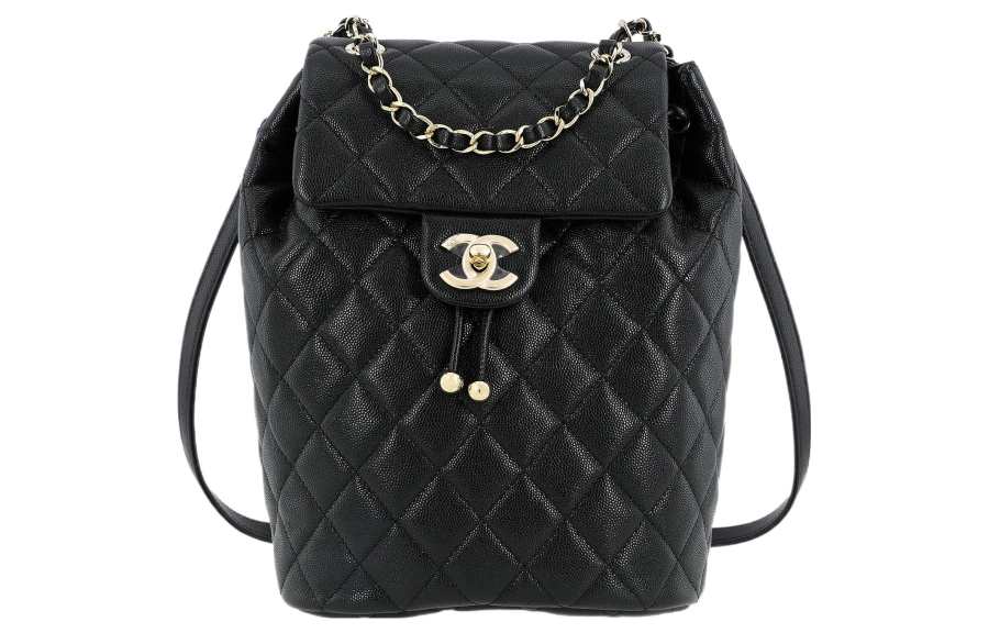 CHANEL Grain Cow Leather Material Gold Metal Salzburg Backpack Women's Black