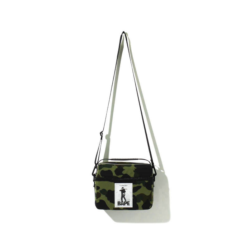 A BATHING APE Polyamide Small Square Bag, Crossbody, One Shoulder Handbag Regular Unisex Green/Yellow