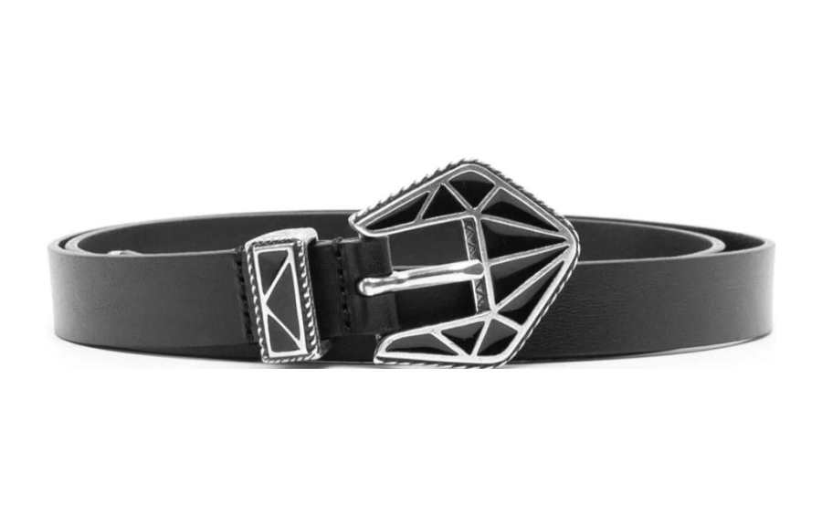 ISABEL MARANT Smooth Grain, Pin Buckle Leather Belts Women's Black Width 2CM