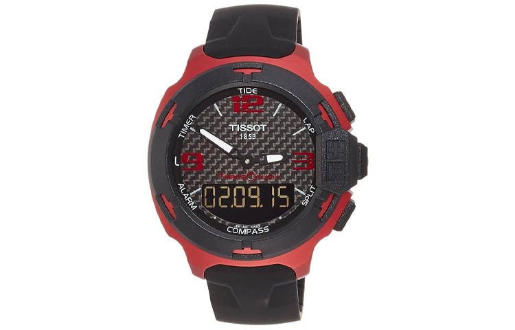 TISSOT Quartz Movement 100m Waterproof Men's Watches Watch 59mm Black Dial Aluminum Watch Case Silicone Strap