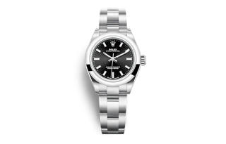 ROLEX Smooth Bezel, Oyster Perpetual Type Automatic Mechanical Movement Women's Watch 28mm Black Dial