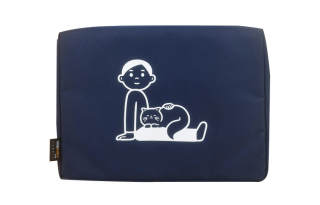 KOKUYO Noritake Collaboration Nylon Flat Bag Storage Bag Unisex Dark Blue/White