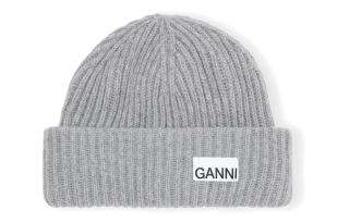 GANNI Logo Patch Oversized Beanie