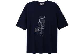 HERMES Patterned Print Crew Neck Pullover Short Sleeved FW22 T Shirt Men's Blue