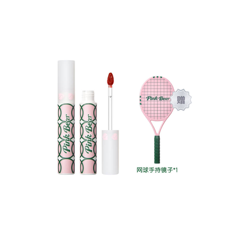 Pink Bear Tennis Mist Proof Water Cup Lip Gloss Soft Matte Easy to Blend Natural
