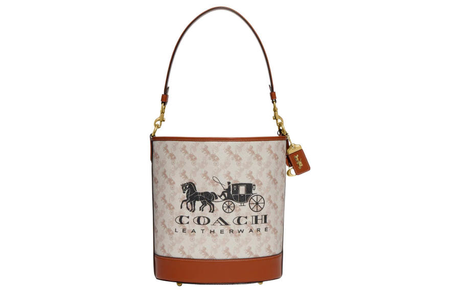 COACH Dakotah Coated Canvas With Refined Calfskin Bucket Bag, Handbag, Shoulder Bag, Crossbody Bag Large Women's