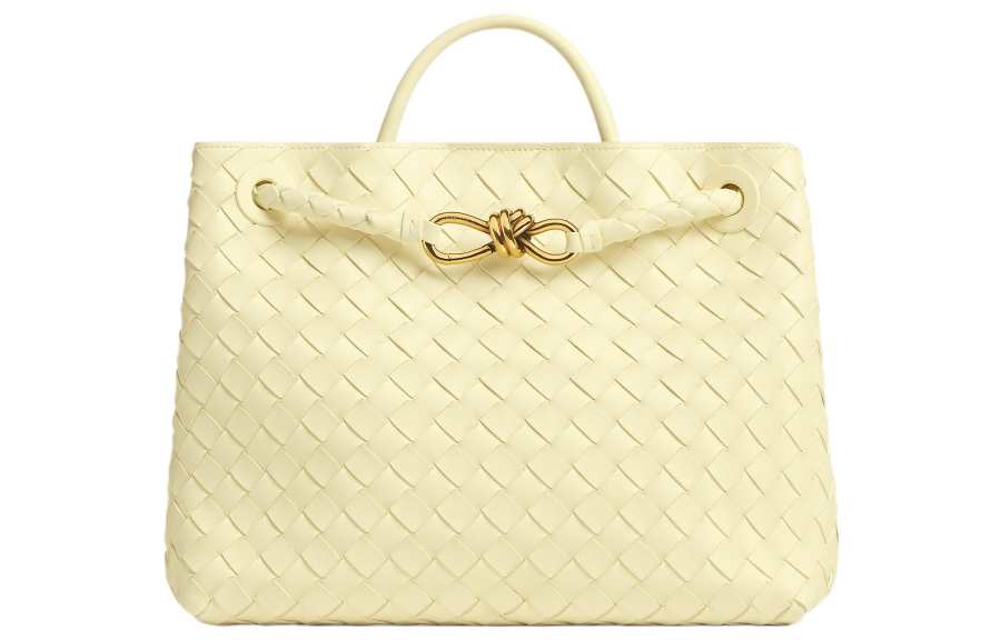 Bottega Veneta Andiamo Sheepskin Shoulder Bag, Crossbody Bag, Handbag Medium Women's Light Yellow