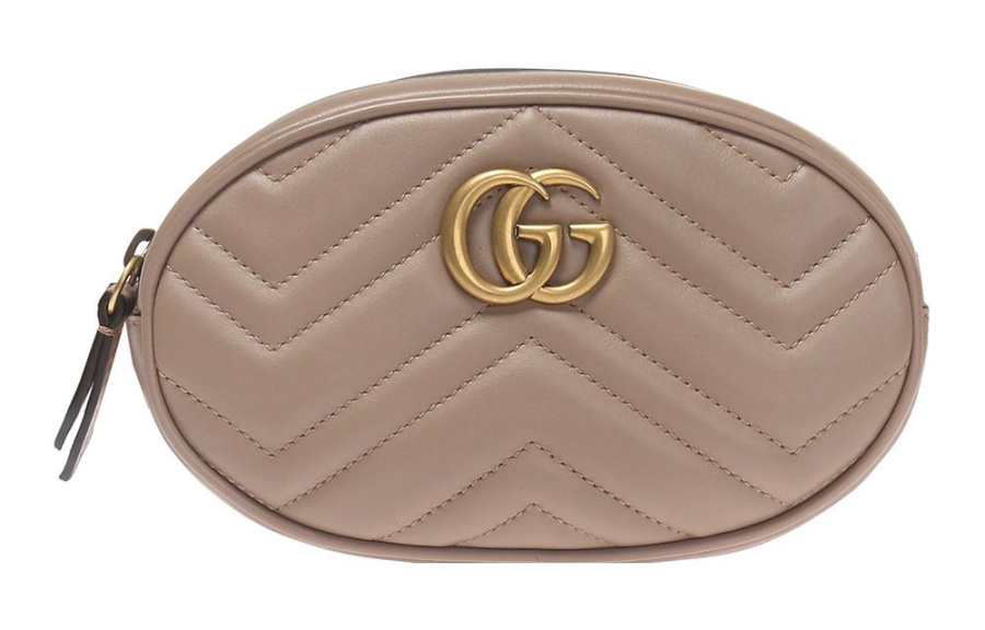 GUCCI GG Marmont Quilted Leather Vacation Bag Fanny Pack Women's Nude Pink