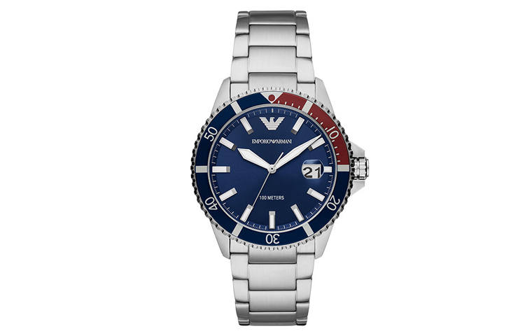 EMPORIO ARMANI Wrist Watches Quartz Movement Stainless Steel Strap Blue Dial Men's Watches