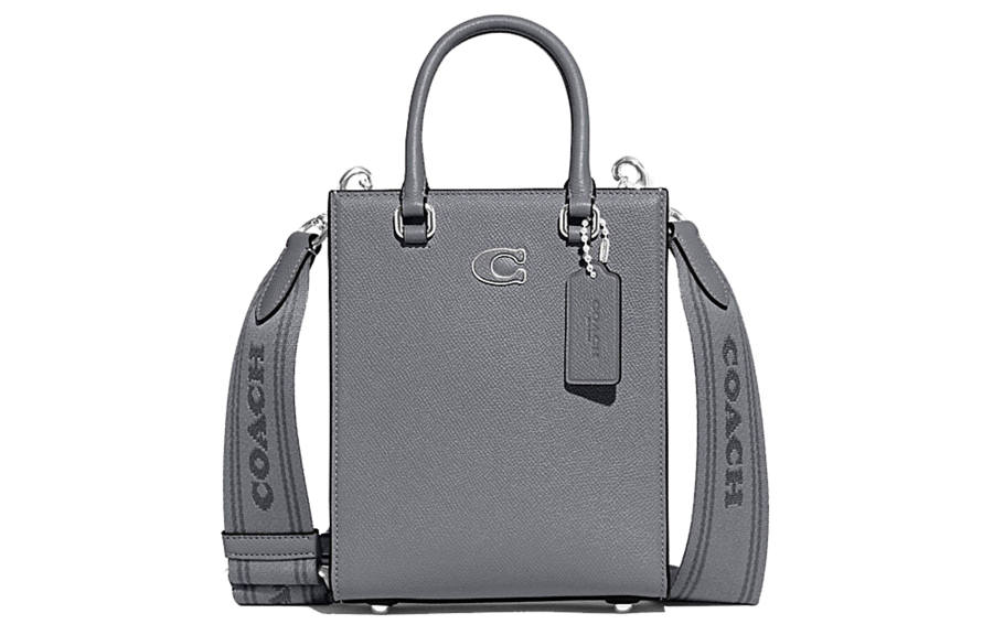 COACH Cow Leather Tote Bag, Shopping Bag, Handbag Small Women's Gray