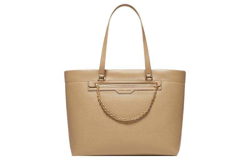 MICHAEL KORS Slater Cow Leather Tote Bag, Shopping Bag, Shoulder Bag, Handbag Large Women's Camel