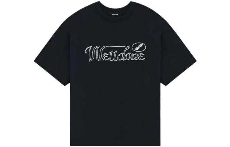WE11DONE T Shirts Unisex Black Crew Neck Moderate Straight Fit