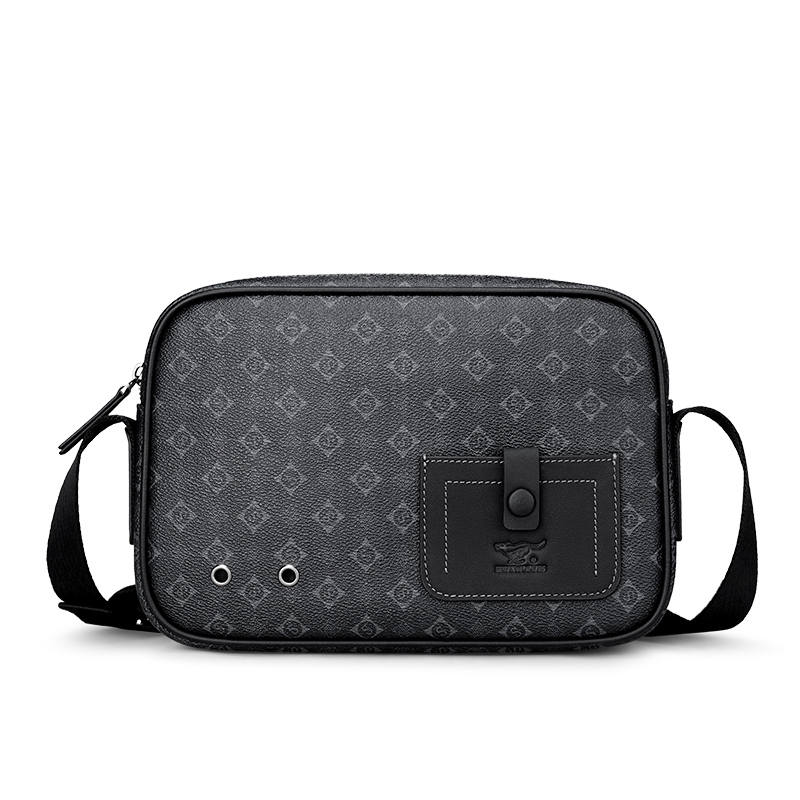 SEPTWOLVES Cow Leather Crossbody Bag, Shoulder Bag Unisex Black