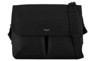 GIORGIO ARMANI Cow Leather Messenger Bag, Crossbody Bag Men's Black