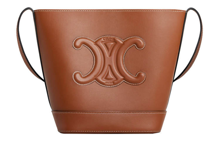 CELINE Cuir Triomphe Smooth Cow Leather Crossbody Bags Small Women's Tawny