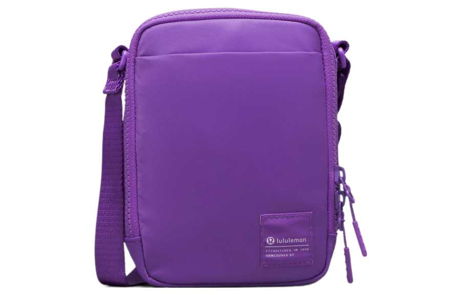 Lululemon Waterproof Fabric Shoulder Bag, Crossbody Bag Unisex Atomic Purple & White
