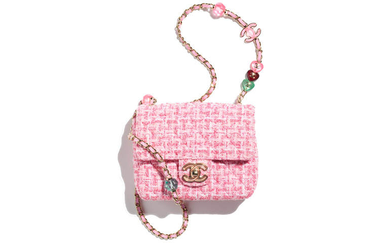 CHANEL Twill Soft Woolen Flap Bag, Crossbody Bag, Shoulder Bag Mini Women's Pink