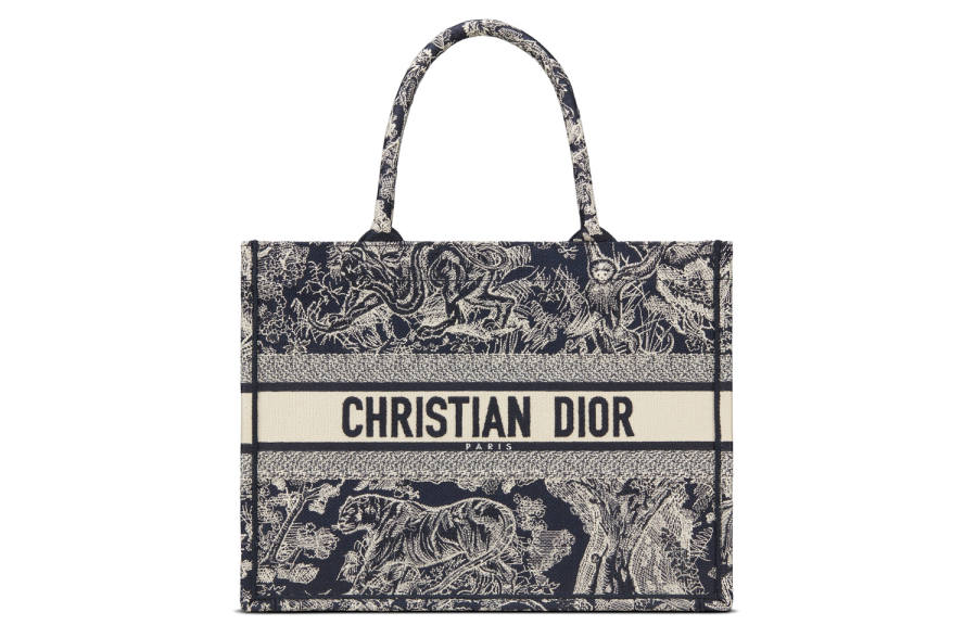 DIOR Medium DIOR Book Tote-Blue And Ecru Toile De Jouy Reverse Embroidery