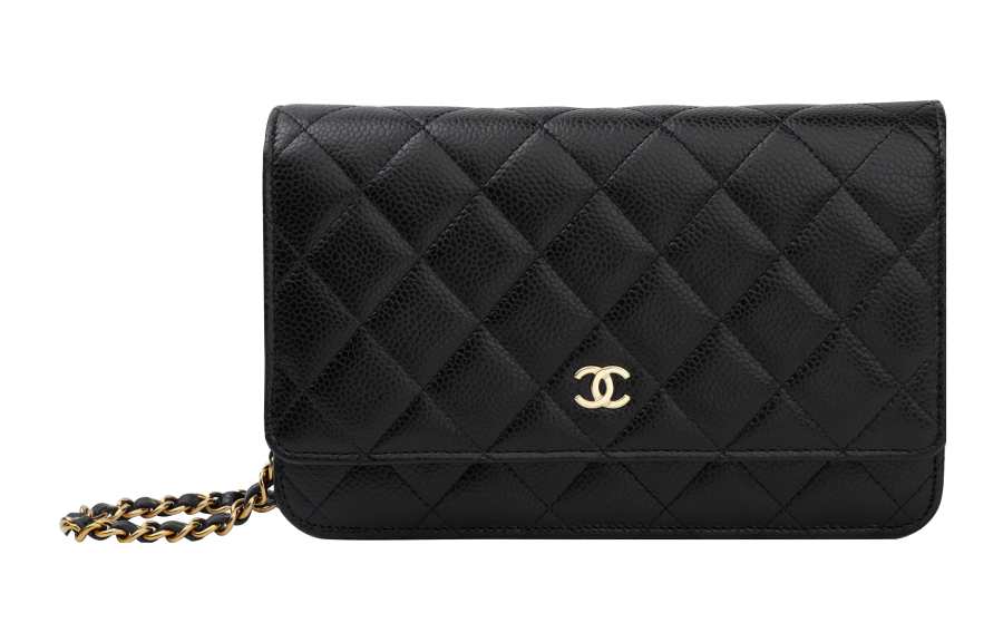 CHANEL Wallet On Chain Quilted Caviar Gold-tone Black