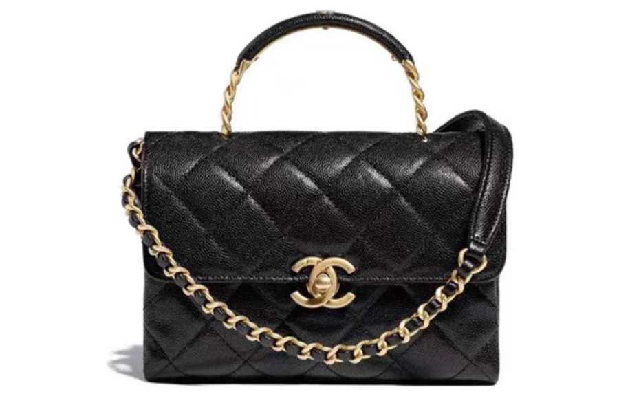 CHANEL Grain Embossed Cow Leather Handbag, Shoulder Bag, Crossbody Bag Mini Women's Black
