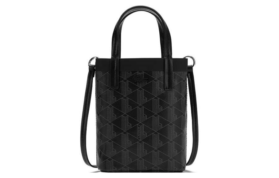 LACOSTE PVC Handbag, Shoulder Bag, Crossbody Bag Extra Small Women's Black/Gray