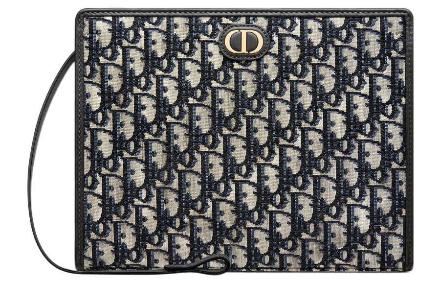 DIOR Montaigne Collection 30 Canvas Toiletry Bag Clutch 30 Women's Denim Blue