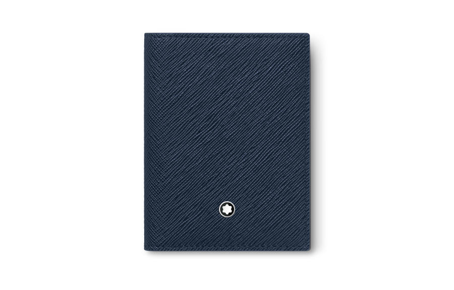 MONTBLANC Cow Leather Card Holder Men's Ink Blue