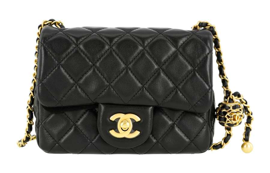 CHANEL 22SS Spring Summer Classic Flap CF Sheepskin Mini Square Flap Bag, Crossbody Bag, Shoulder Bag Women's Black