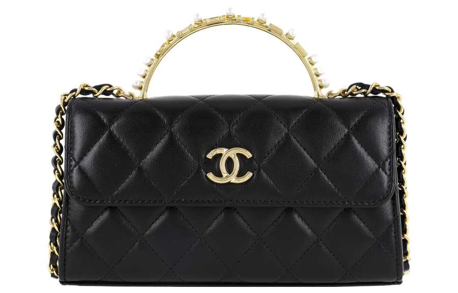 CHANEL Sheepskin Material Gold Metal Shoulder Bag, Crossbody Bag, Handbag Women's Black