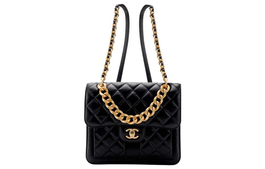 CHANEL Cow Leather Flap Backpack Women's Black