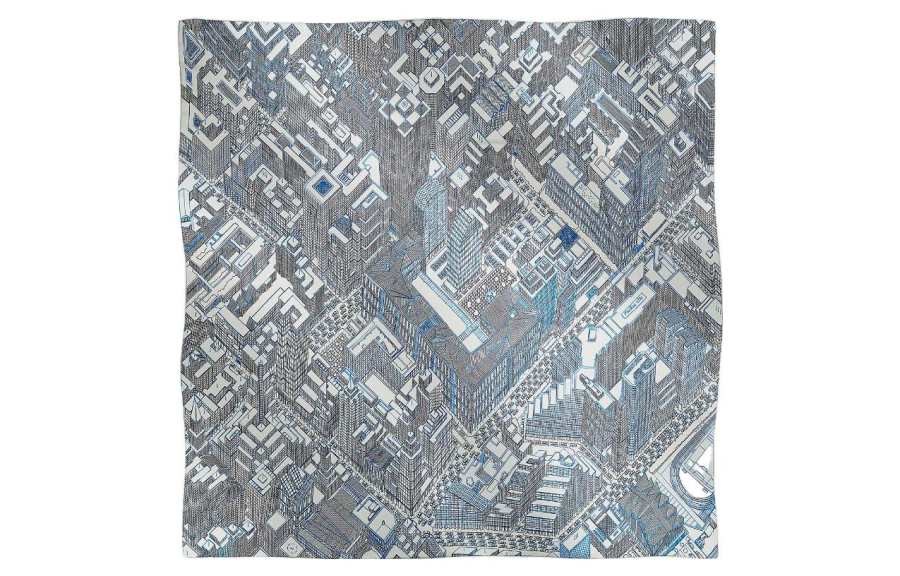 HERMES HERMES Silk Scarves Unisex Gray