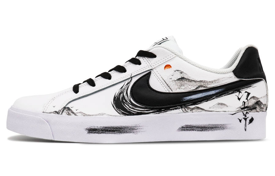 Nike Nike Court Royale Ac Mad Creation, Ink Wash Jiangnan Low top Skateboard Shoes Unisex Black White