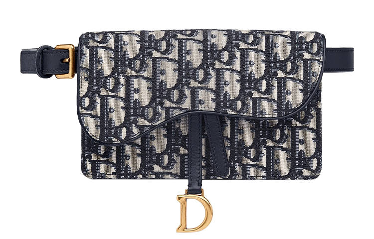 DIOR Saddle Embroidery Saddle Bag One Shoulder Crossbody Fanny Pack Women's Denim Blue