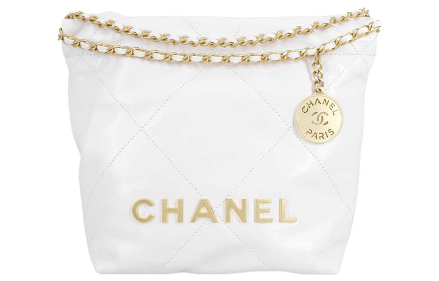 CHANEL 22Bag Cowhide Leather Material Bucket Bag, Shoulder Bag, Crossbody Bag Mini Women's White Gold