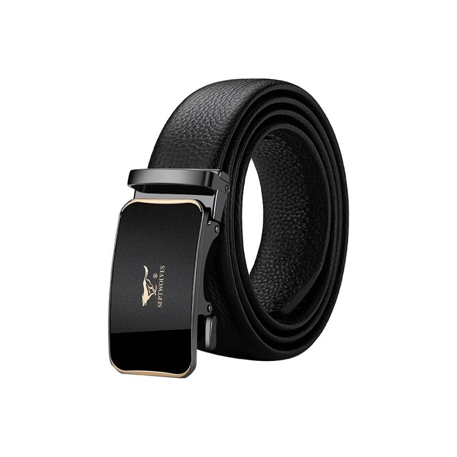 SEPTWOLVES Minimalist Fashion Casual Automatic Buckle Top Grain Cow Leather Belts Men's Width 3.5CM
