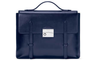 MONTBLANC Meisterstuck Cow Leather Portable Briefcase Men's Ink Blue