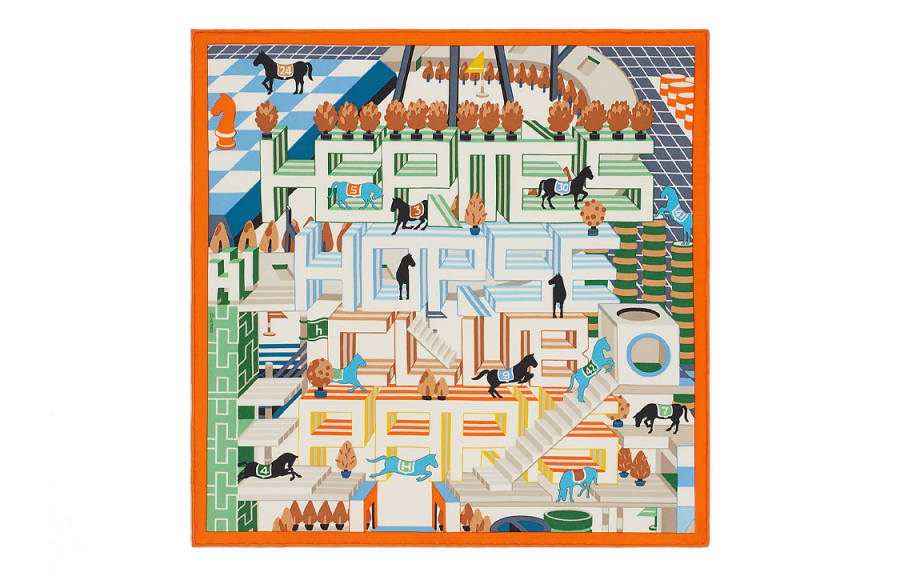 HERMES Detail Scarves Women's Orange