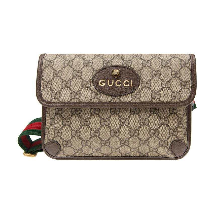 GUCCI Neo Vintage Canvas With Leather Messenger Bag Crossbody Bag, Fanny Pack Small Men's Ebony/Brown