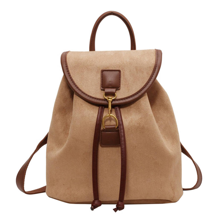 UNITE STAR UNITE STAR Canvas Backpack Medium Khaki/Black/Cherry Blossom Pink/White