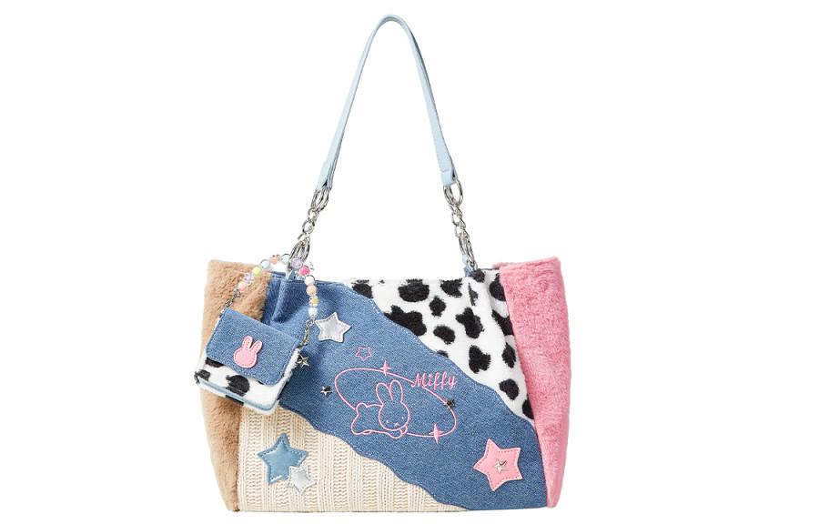 Miffy Fabric Shoulder Bag Large Women's Cow/Leopard Print