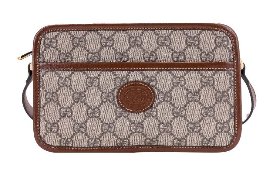 GUCCI Canvas With Leather Crossbody Bags Mini Unisex Ebony & Brown