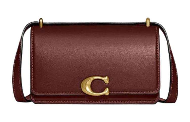 COACH Bandit Cow Leather Crossbody Bag, Shoulder Bag Small Women's Red Wine Color