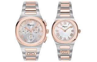 FERRAGAMO Wrist Watches Quartz Movement Stainless Steel Watchband Mother of Pearl Color Watch Dial Unisex